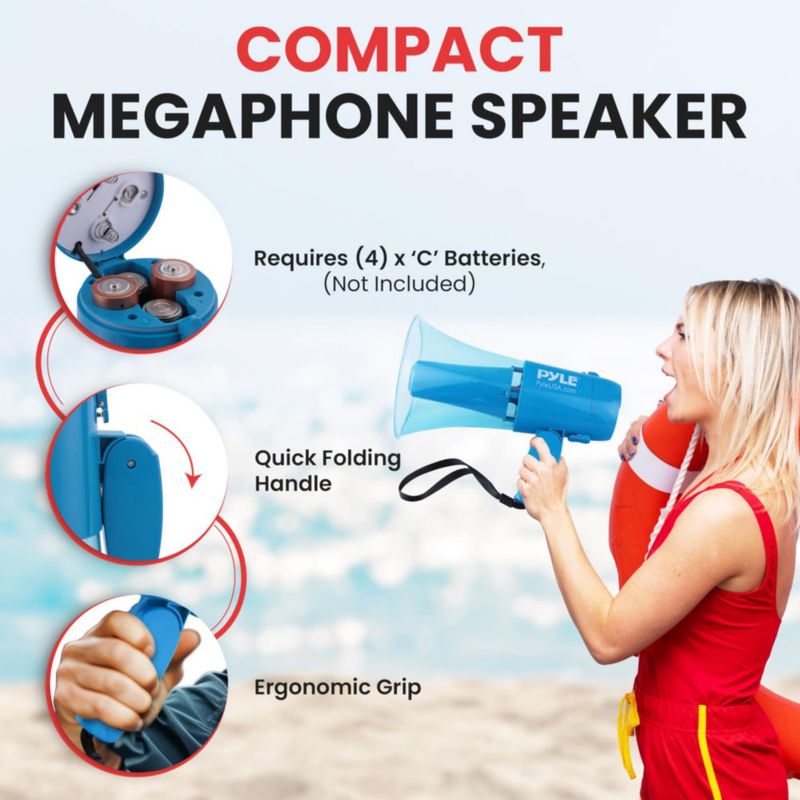 Megáfono Pyle 30W Recargable Resistente al Agua IP‑X5