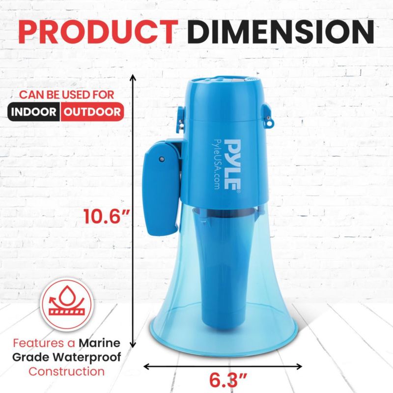 Megáfono Pyle 30W Recargable Resistente al Agua IP‑X5