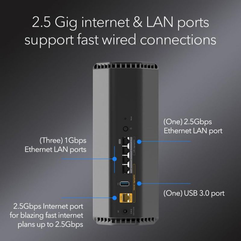 Router NETGEAR Nighthawk RS200 WiFi 7 de doble banda de 65 Gbps