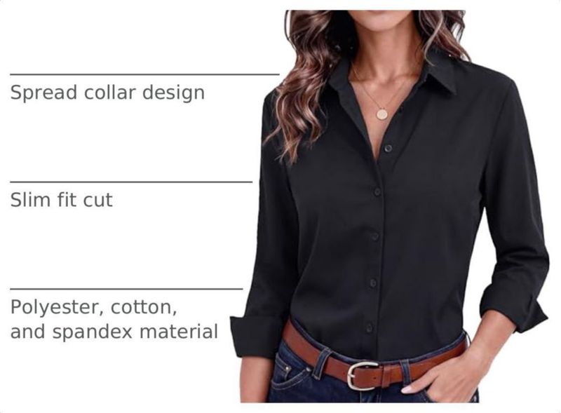 Camisa Gemolly de manga larga talla grande algodón color negro talla S