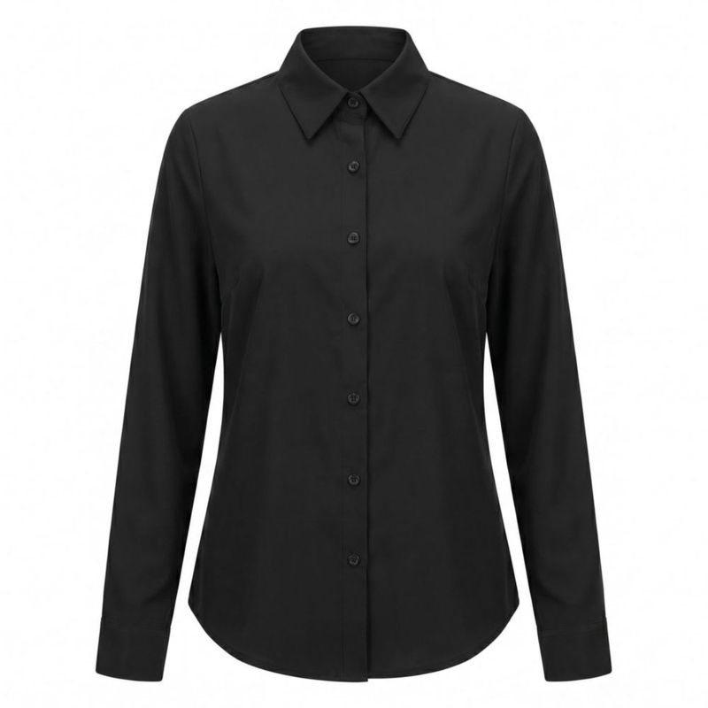 Camisa Gemolly de manga larga talla grande algodón color negro talla S