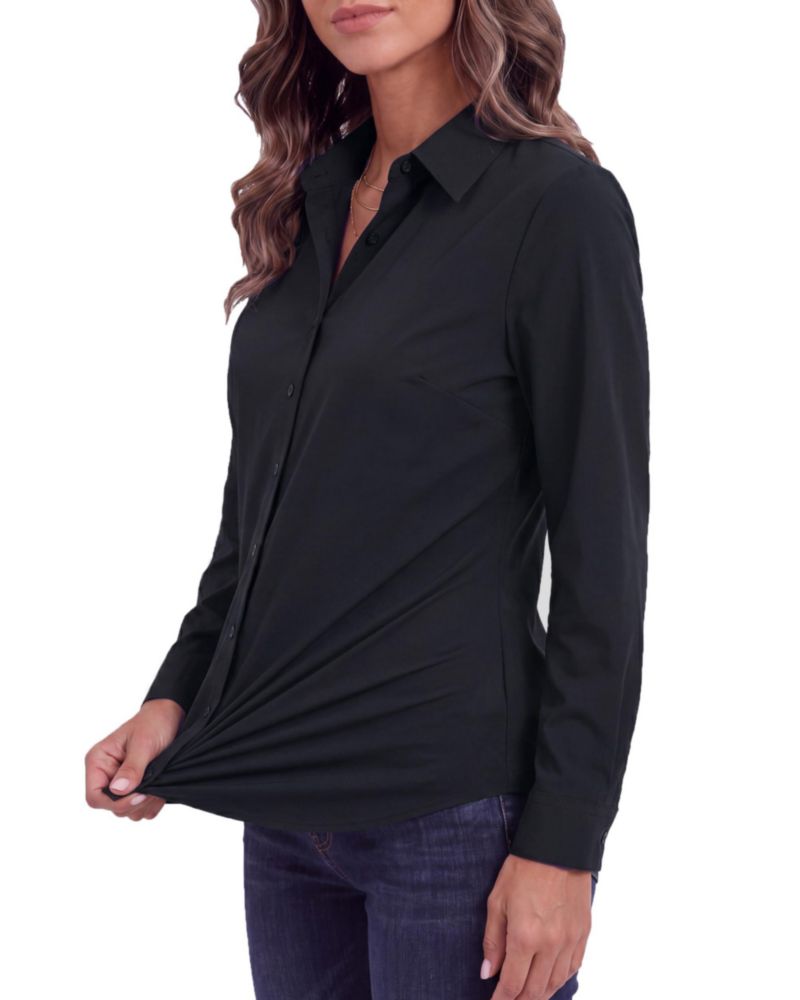 Camisa Gemolly de manga larga talla grande algodón color negro talla S