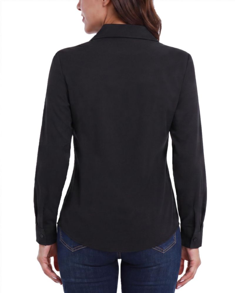 Camisa Gemolly de manga larga talla grande algodón color negro talla S