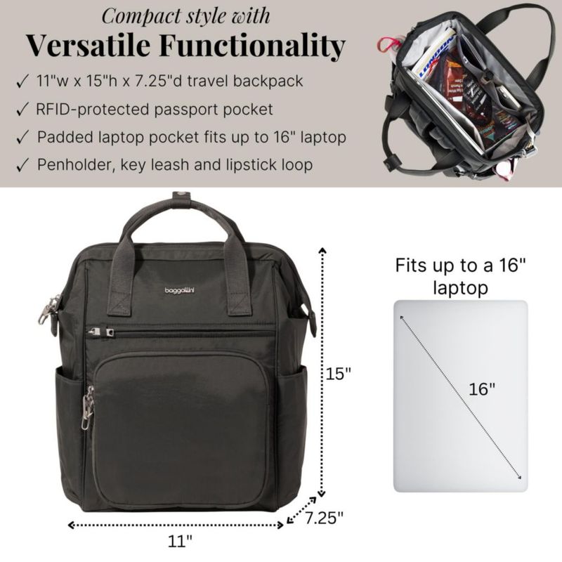 Mochila Baggallini Securtex anti-robo para laptop de 16" con protección RFID