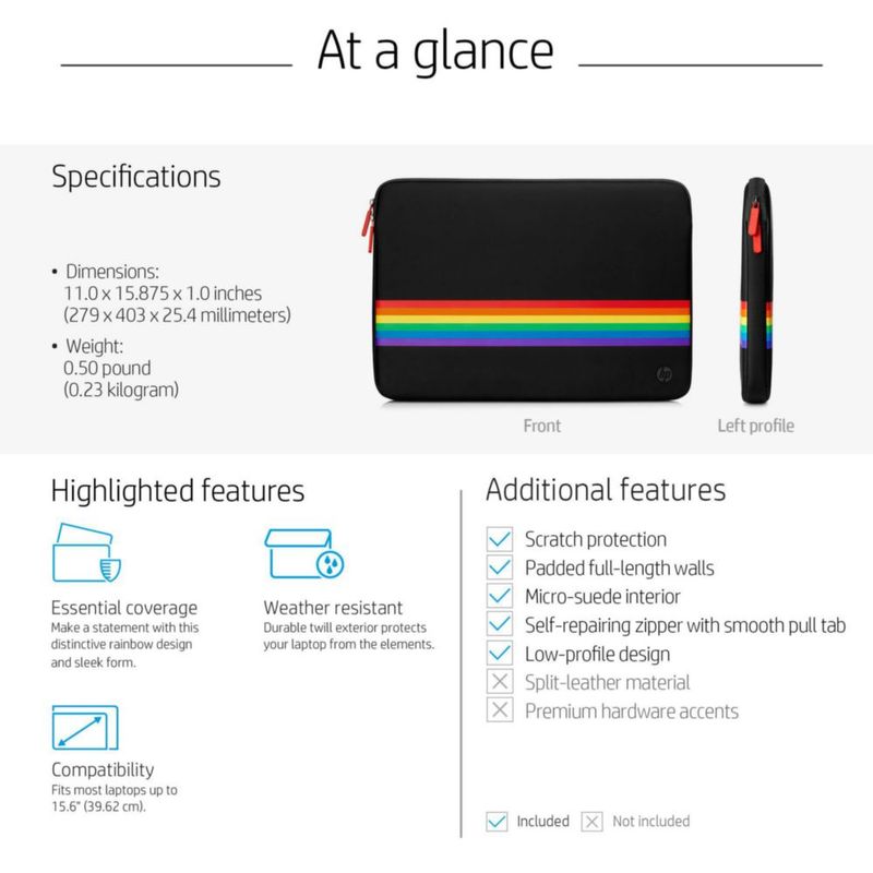 Funda para laptop HP 15 Rainbow Spectrum con protección acolchada