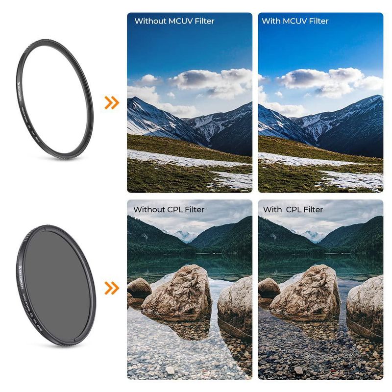 Kit de filtros para objetivo K&F CONCEPT 55 mm UV y CPL