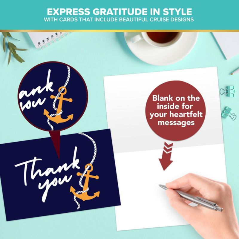 Tarjetas de agradecimiento Decorably 15×10 cm pack de 24 – temática de crucero