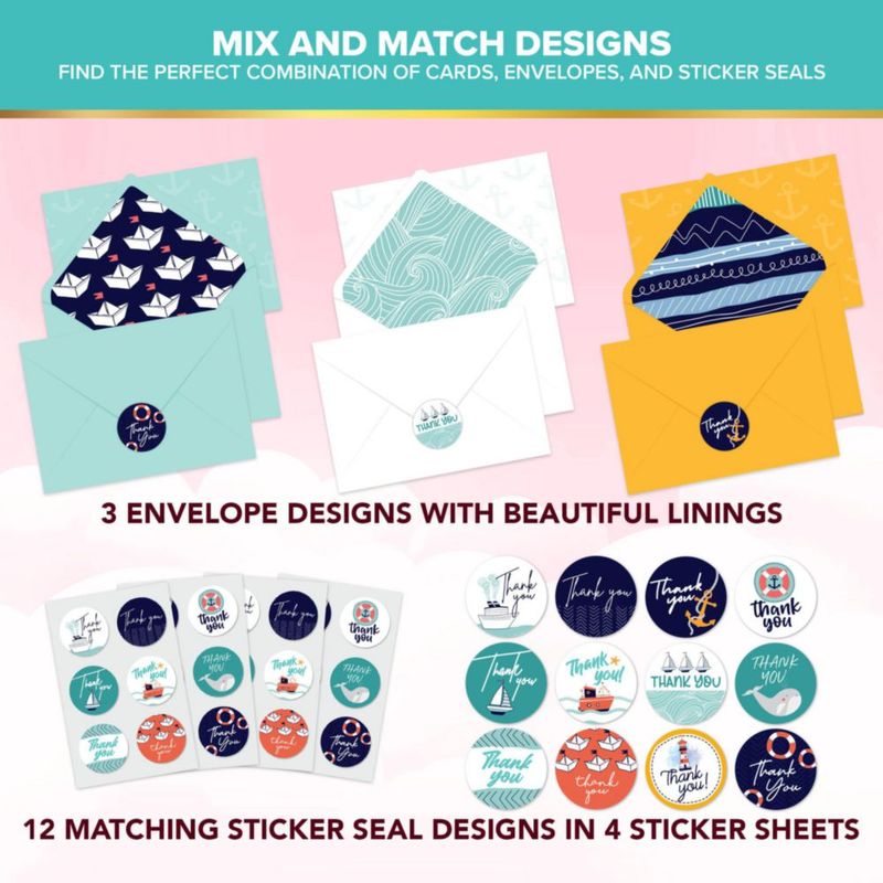 Tarjetas de agradecimiento Decorably 15×10 cm pack de 24 – temática de crucero