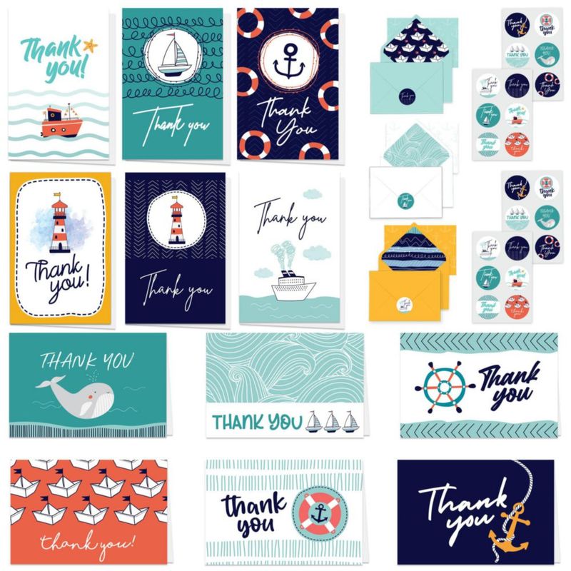 Tarjetas de agradecimiento Decorably 15×10 cm pack de 24 – temática de crucero