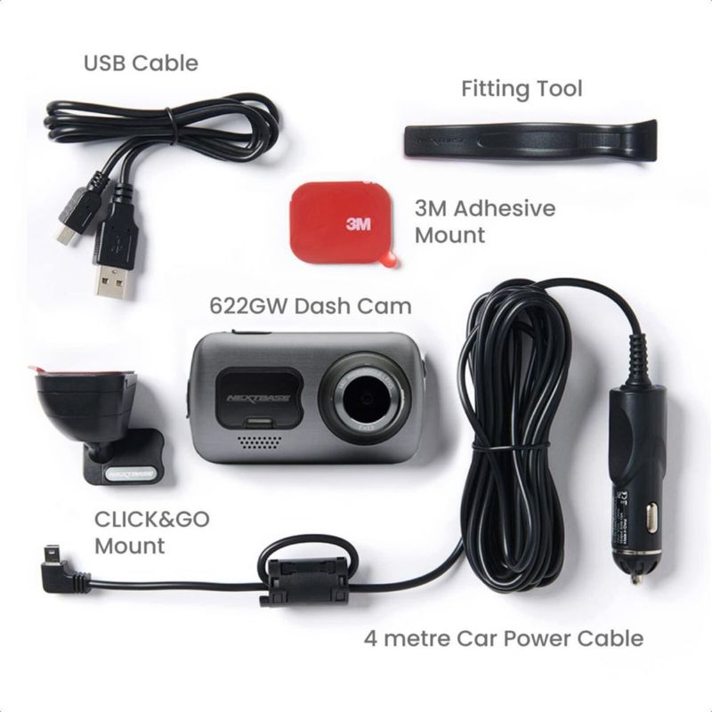 Dash Cam Nextbase 622GW 4K UHD con Wi‑Fi GPS y Bluetooth