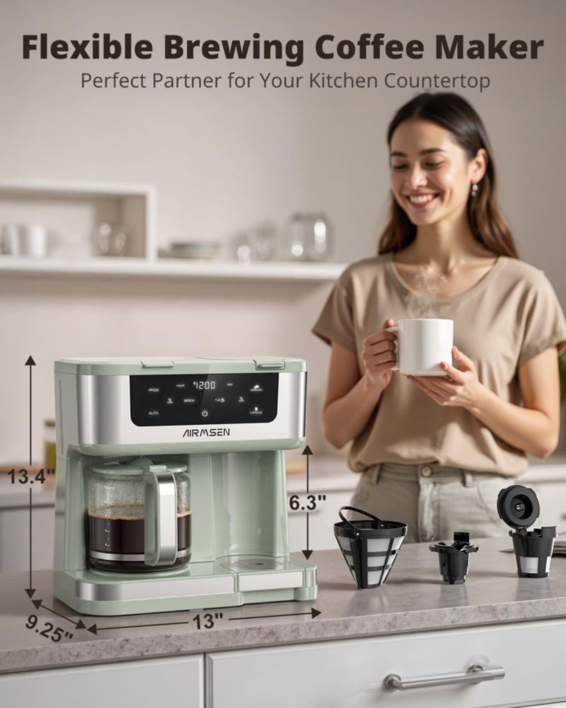 Cafetera AIRMSEN 18 L K‑Cup y Café Molido 1000 W