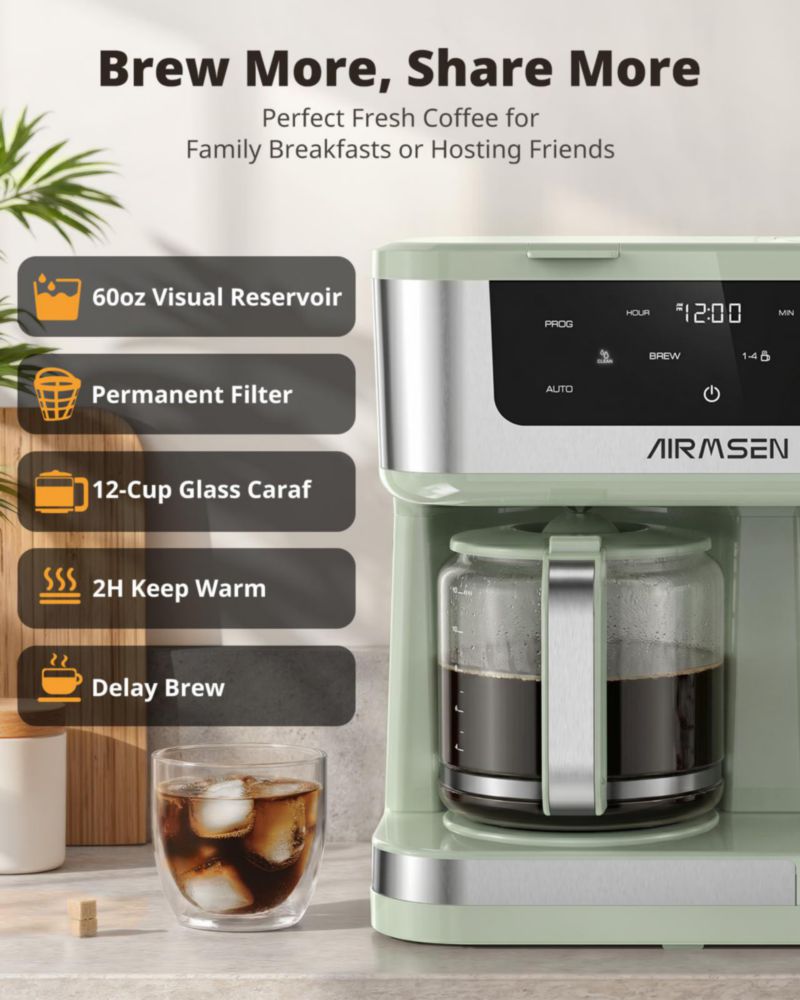 Cafetera AIRMSEN 18 L K‑Cup y Café Molido 1000 W