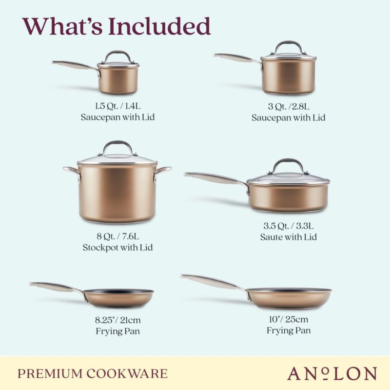 Juego de utensilios de cocina Anolon Ascend anodizado duro antiadherente 10 piezas
