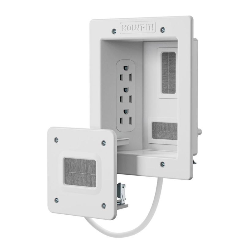 Kit corrector de cables de TV para pared Mount-It! con alimentación empotrada