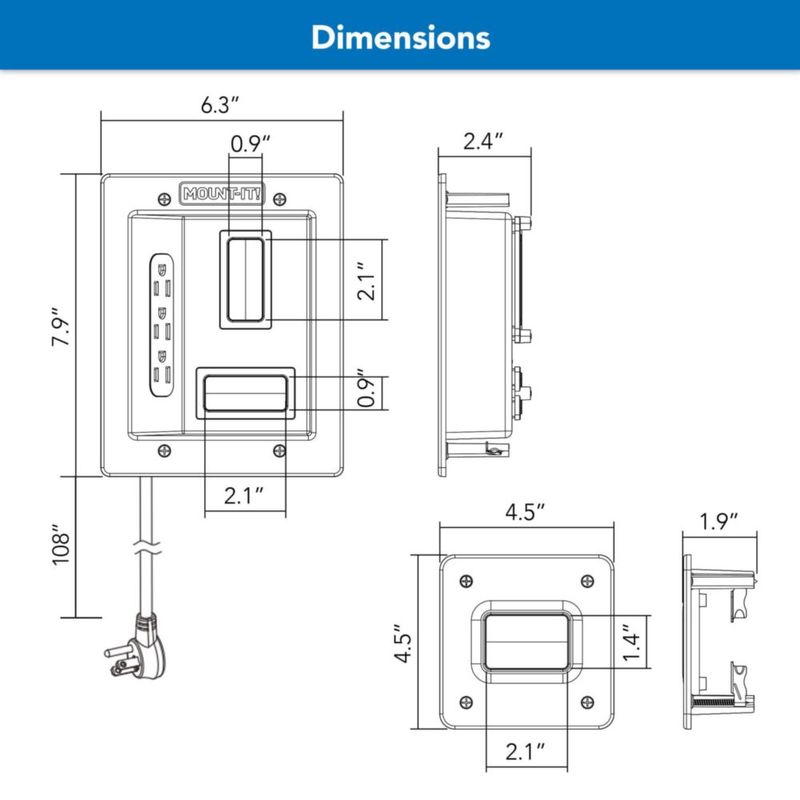 Kit corrector de cables de TV para pared Mount-It! con alimentación empotrada