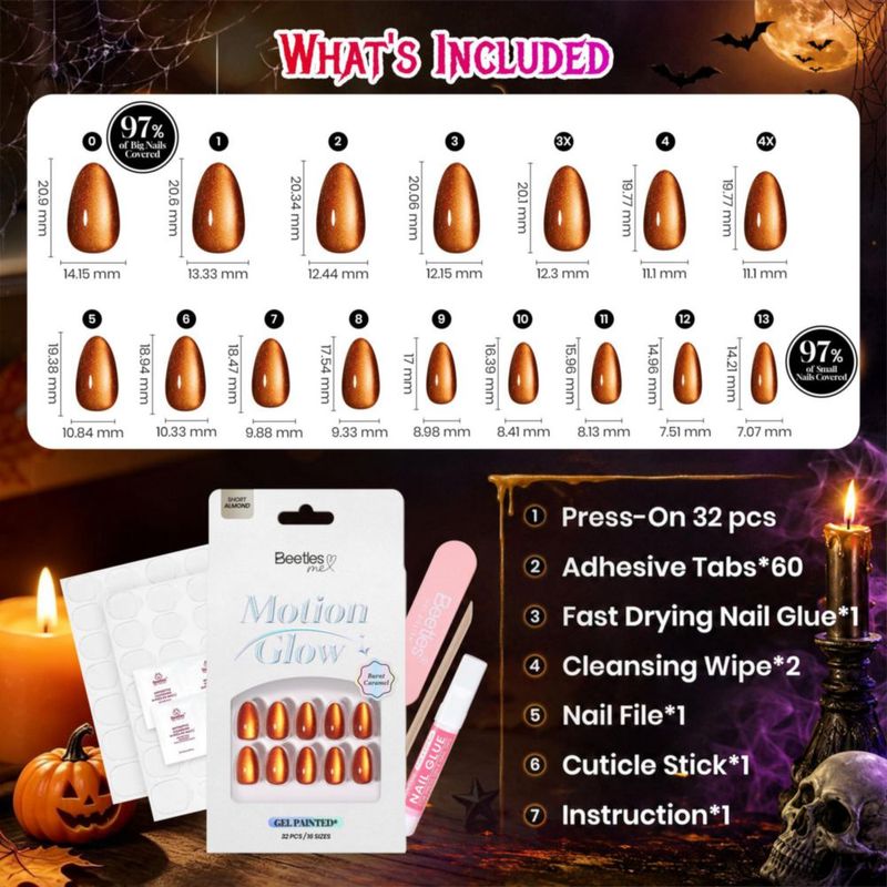 Uñas postizas beetles Gel Polish 32 piezas Cat Eye