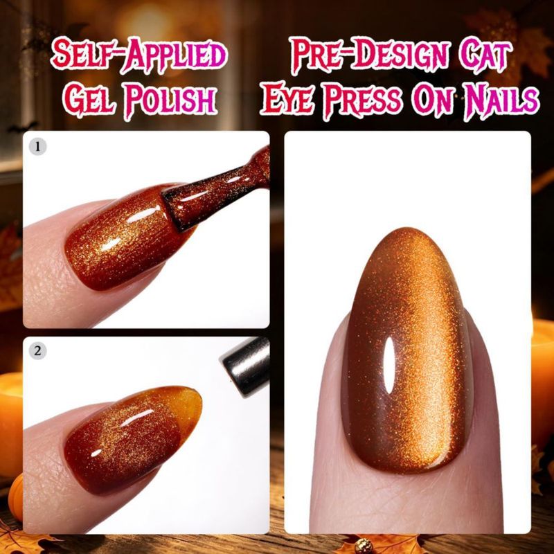 Uñas postizas beetles Gel Polish 32 piezas Cat Eye