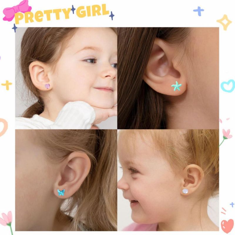 Aretes adhesivos koutey 36 pares para niñas