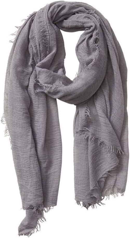 Bufanda guiyal de algodón 178 cm x 89 cm gris con flecos arrugados