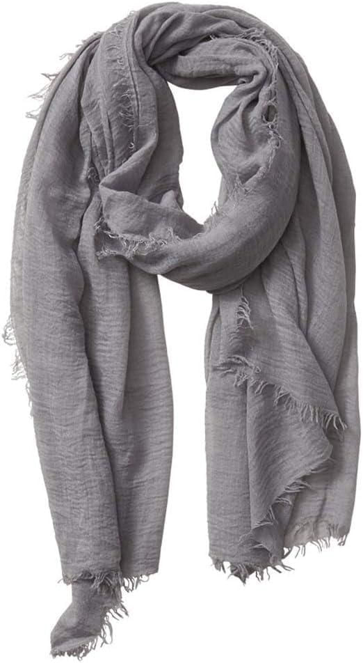 Bufanda guiyal de algodón 178 cm x 89 cm gris con flecos arrugados