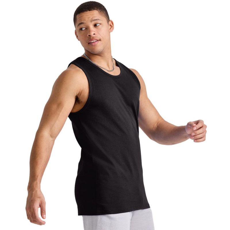 Camiseta sin mangas Hanes 3 unidades negro algodón