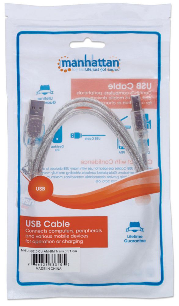 Cable USB MANHATTAN A macho/B macho de 3 m alta velocidad