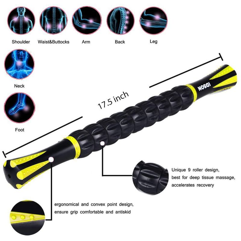 Rodillo Muscular IDSON 44 cm Negro y Amarillo