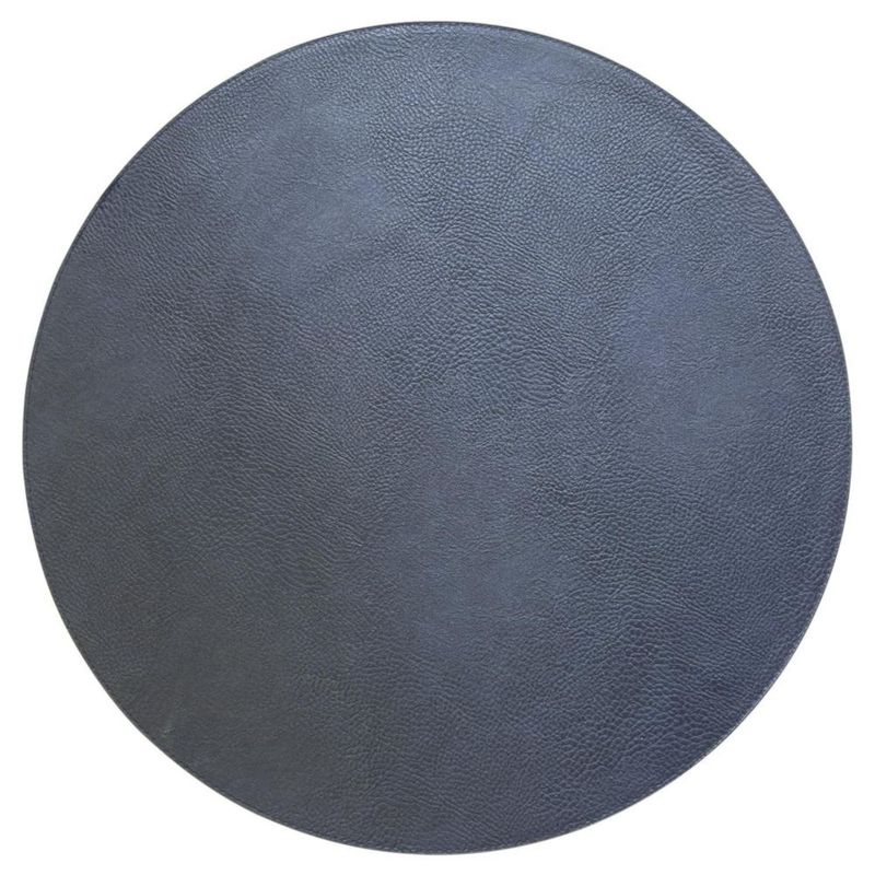 Juego de 6 manteles individuales redondos de 38 cm Homewear piel sintética color azul marino