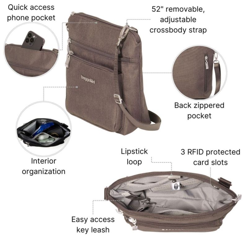 Bandolera Baggallini 22 cm Dark Umber Heritage