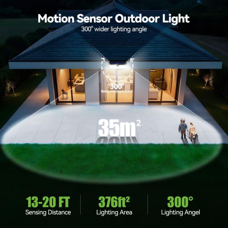 Luz Solar TECKNET 416 LED con Sensor de Movimiento para Exterior