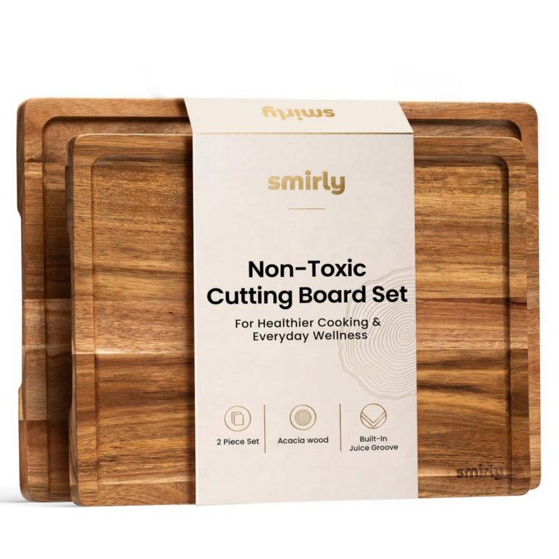 Juego de 2 tablas de cortar SMIRLY de madera de acacia 38x28 cm