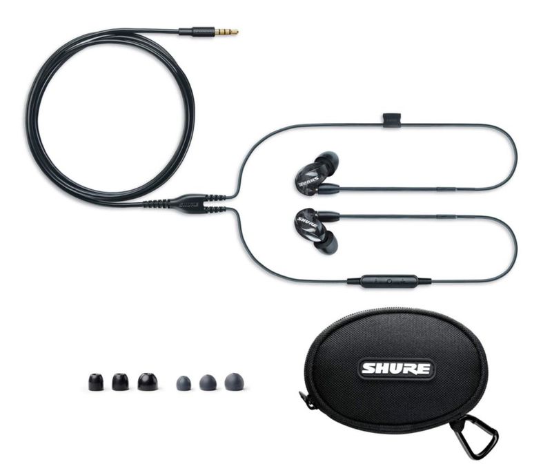 Audífonos Shure SE215 negros con micrófono y control remoto