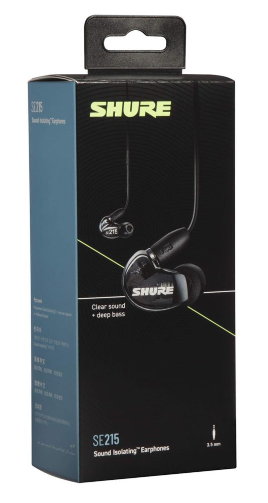 Audífonos Shure SE215 negros con micrófono y control remoto