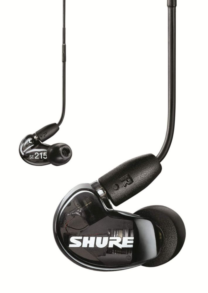 Audífonos Shure SE215 negros con micrófono y control remoto