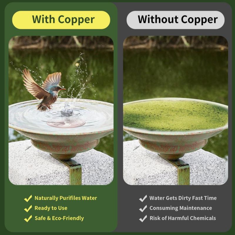 Disco de Soporte Triple Punto de Cobre para Baño de Pájaros NOKOXIN