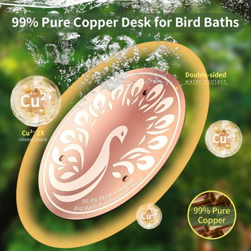 Disco de Soporte Triple Punto de Cobre para Baño de Pájaros NOKOXIN