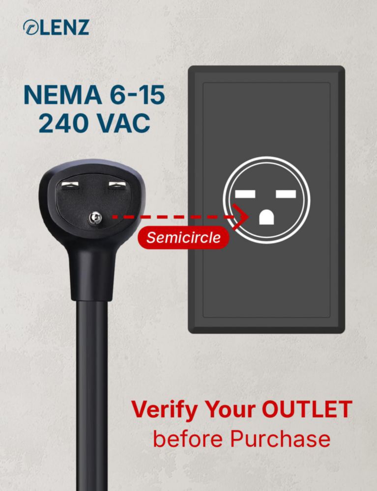 Adaptador LENZ NEMA 6-15 para Tesla 35 cm 240 V
