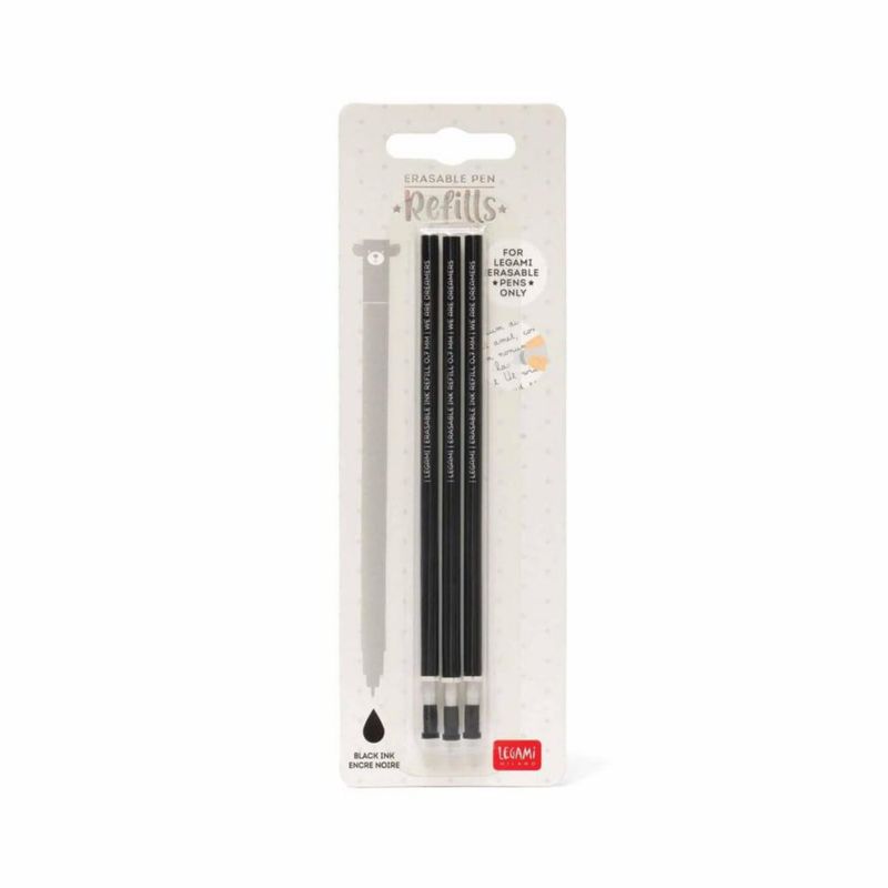 Recarga de bolígrafo Legami 13 cm negro 07 mm (paquete de 3)