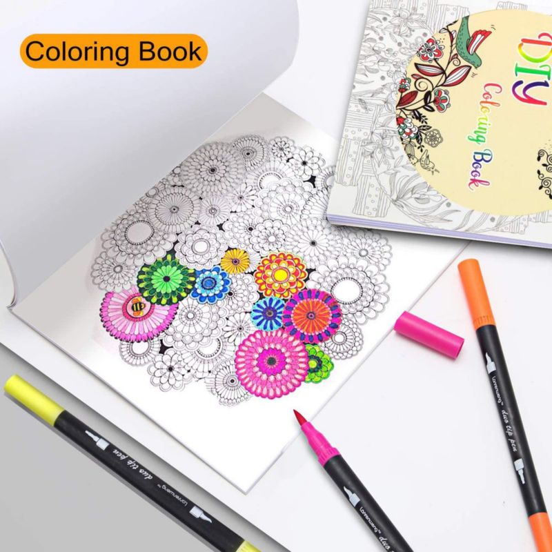 Marcadores de pincel LANRENWENG 100 colores con doble punta