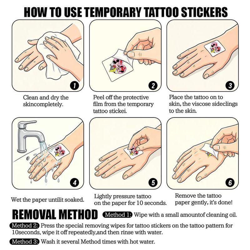 Tatuaje Temporal CRONELYSIA 60 piezas Impermeable de Dibujos Animados
