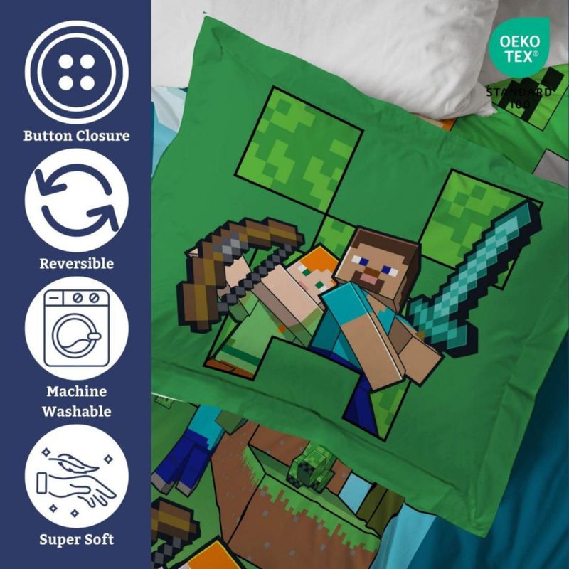 Juego de 2 piezas: Funda de edredón Jay Franco Twin Minecraft azul
