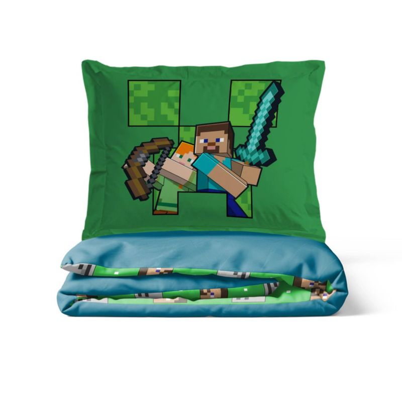 Juego de 2 piezas: Funda de edredón Jay Franco Twin Minecraft azul