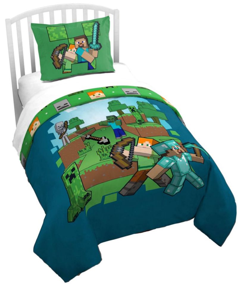 Juego de 2 piezas: Funda de edredón Jay Franco Twin Minecraft azul