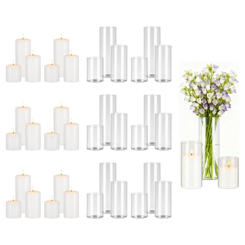 Set de Velas y Jarrones VEVOR 36 piezas 12 cm/18 cm/25 cm blanco