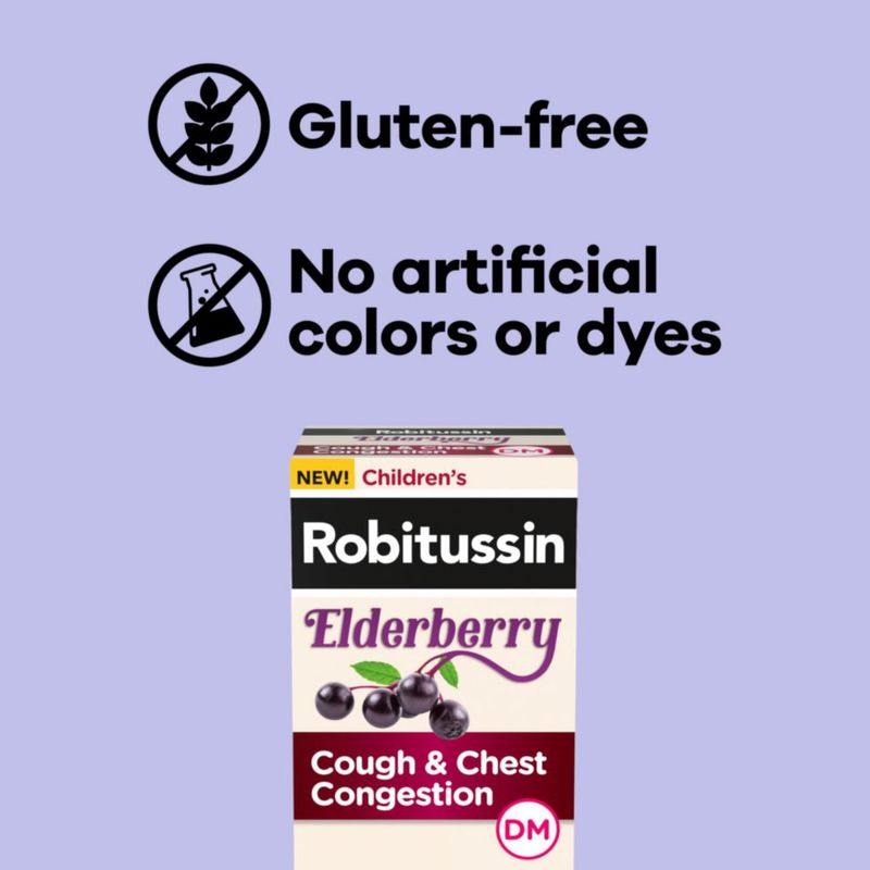 Jarabe para la tos Robitussin Elderberry 118 ml DM para niños