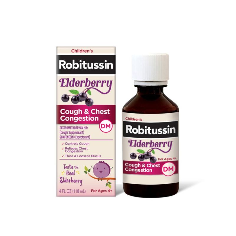 Jarabe para la tos Robitussin Elderberry 118 ml DM para niños