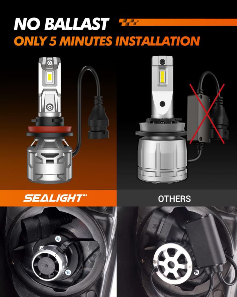 Bombillas SEALIGHT H11/H8/H9 9005 6500K (Pack de 4)