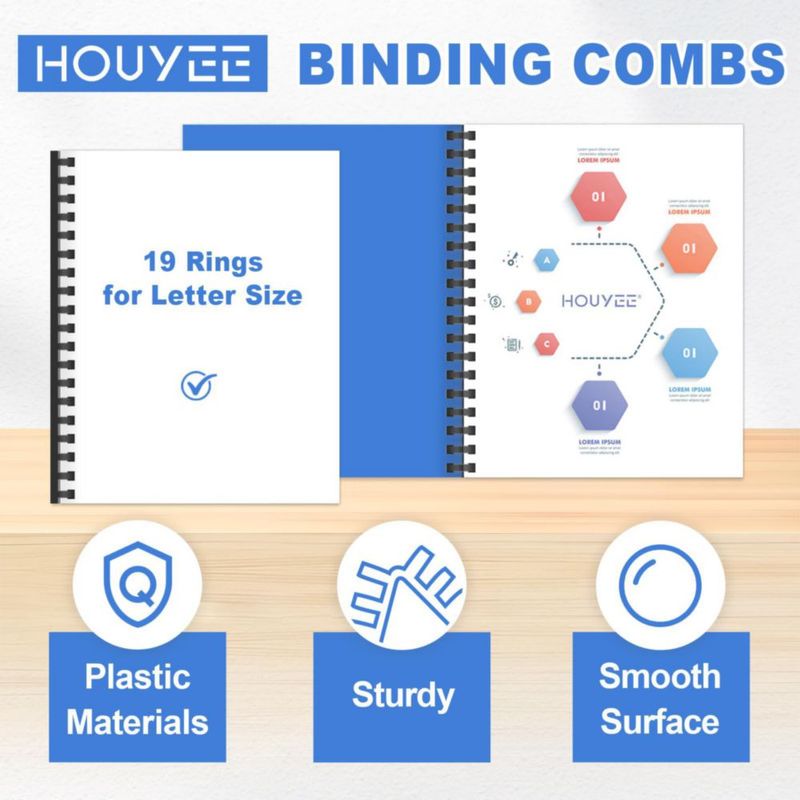 Cómodas de encuadernación HOUYEE 40 unidades 19 anillas negro multitamño