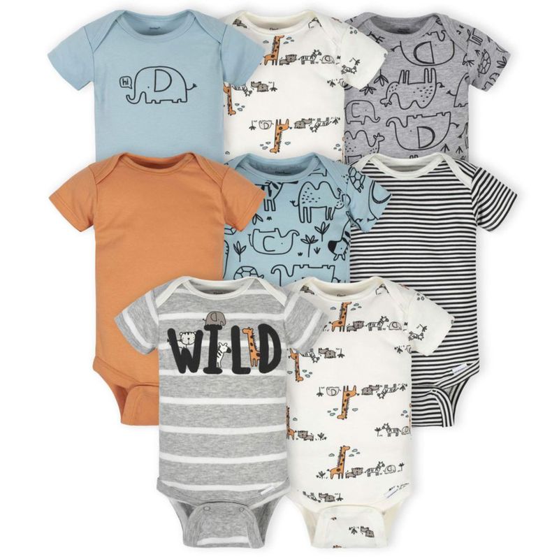 Body Gerber Baby Boy de manga corta paquete de 8 unidades 12 meses azul