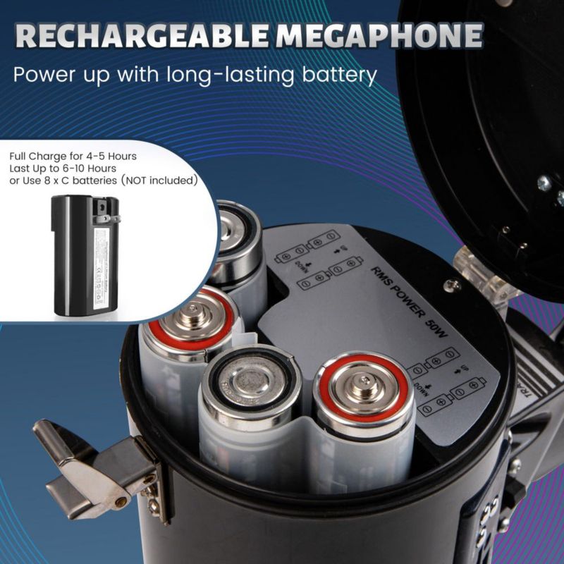 Megáfono Loudmore 50W USB/SD con Grabación - Negro